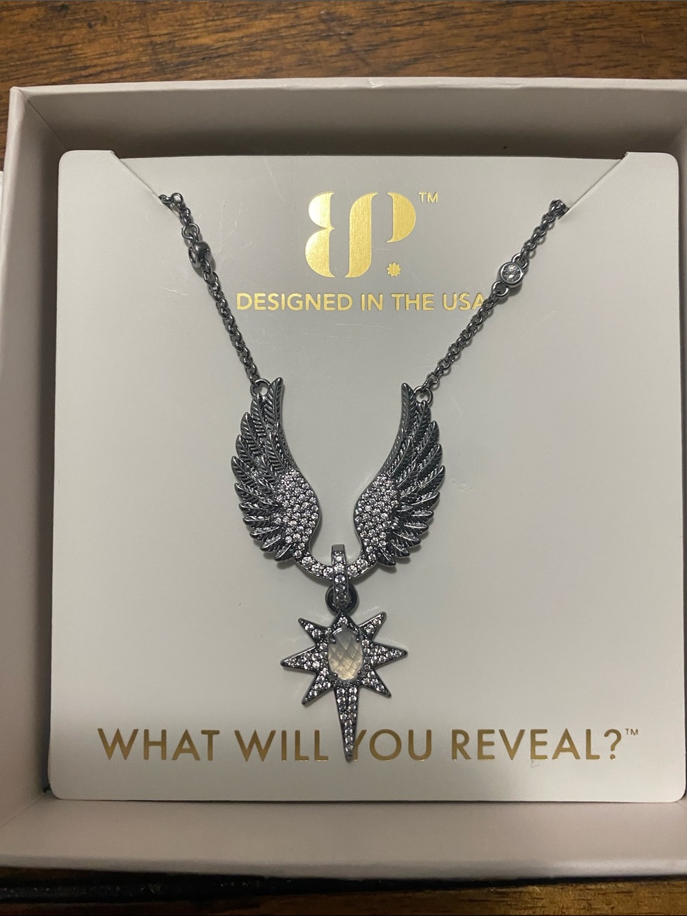 Bomb Party Halo Necklace - Genuine Moonstone - Hematite  - Wings of An Angel